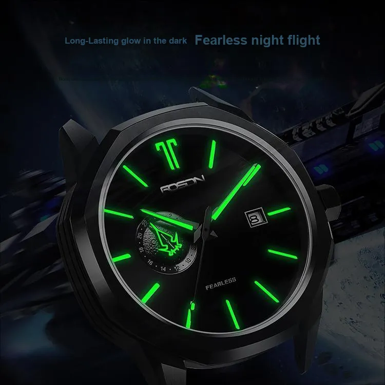 ROSDN Fearless Collection Men's Watch Mechanical Movement Stainless Steel Watchband Watch Men's Watches Black Dial-5