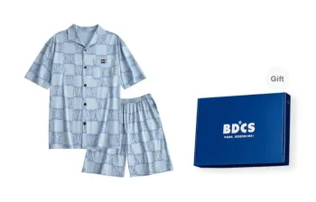 Peninsula City Pajama Set Men's Ice Blue Checkerboard Gift Box Set