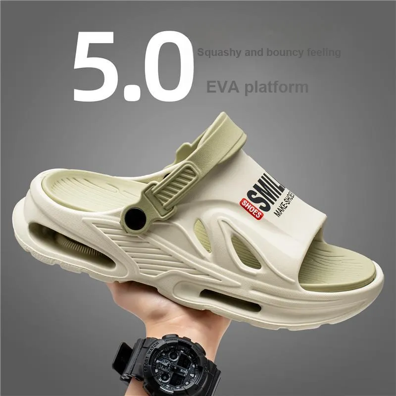 XMISTUO Teenagers Squashy And Bouncy Feeling Platform Slippers For Men's Summer Home Casual, Dual Purpose Slippers-12