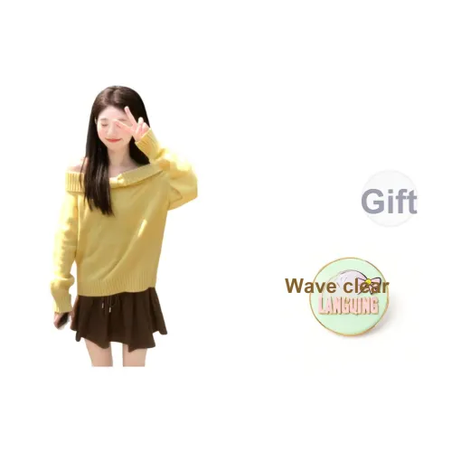 LANGQING [Желтый] Бесплатная доставка с Wangqing Бренд Крючок и петля Женские Трикотаж