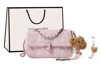15 MINS Synthetic Leather Shoulder Bag, Crossbody Bag Women's Pink/White/Black