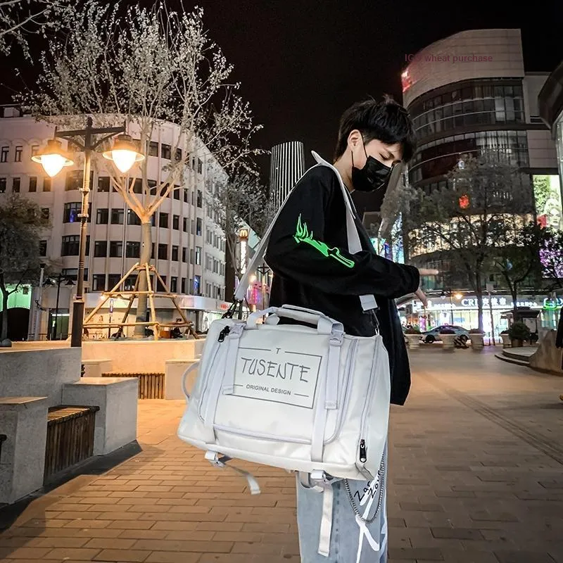 Yalu Nylon Backpack Regular Unisex Light Gray/Dark Gray/Black/Red-4