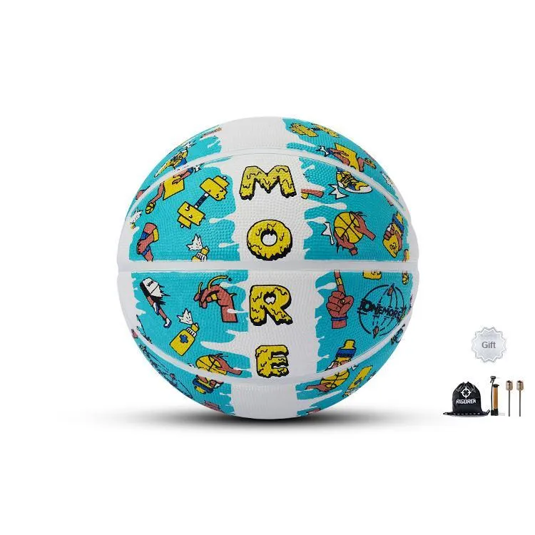 RIGORER Rubber Basketball Blue White Size 5 Training Kids'-5