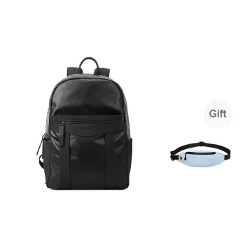 PIERRE CARDIN Cow Leather Laptop Bag Backpack Regular Men's Black
