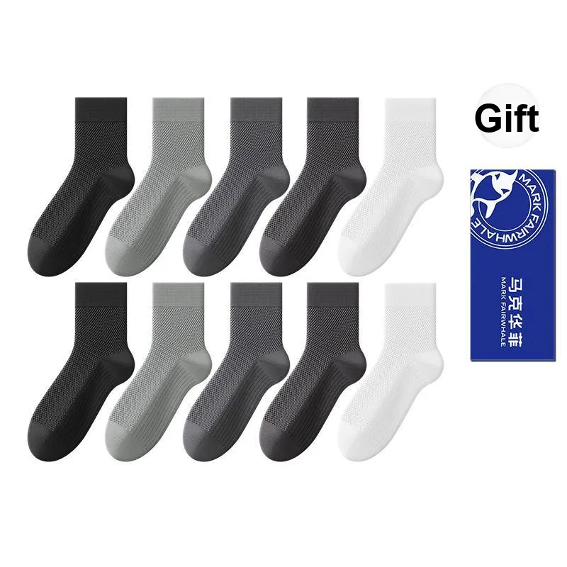 FAIRWHALE Mid Calf Socks Men's 5 Pack Gift Box Set-75