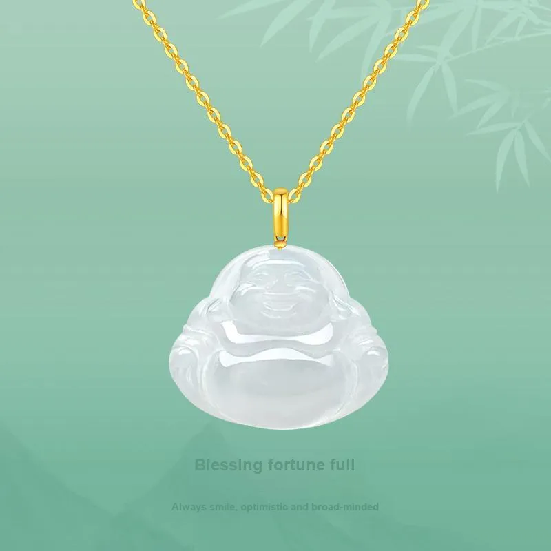 JINLIUFUJIXIANG Ice Glutinous Jadeite Necklaces Unisex-1