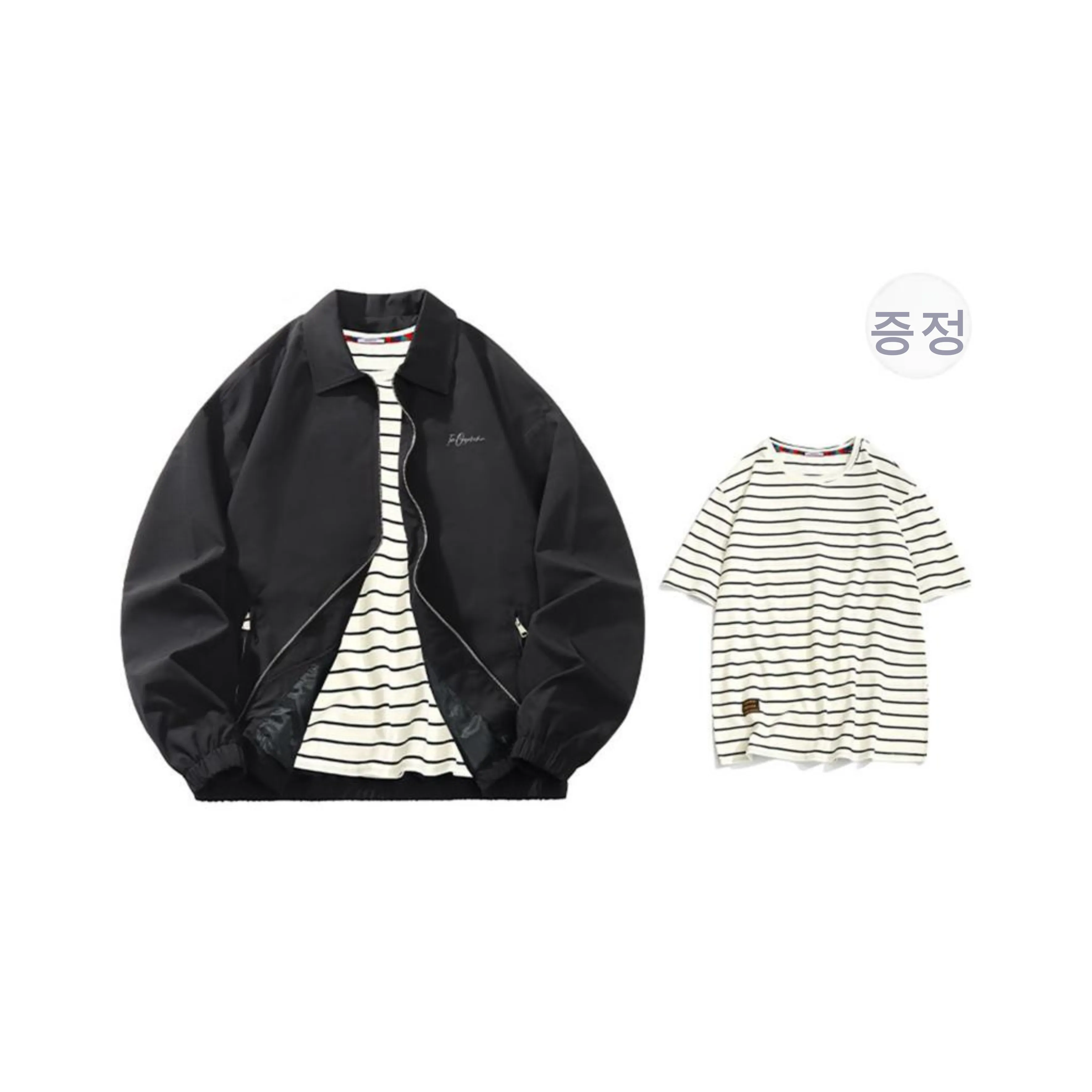 OGEK Jackets Coats Unisex Black Comes With White Stripes Short Sleeved Shirt