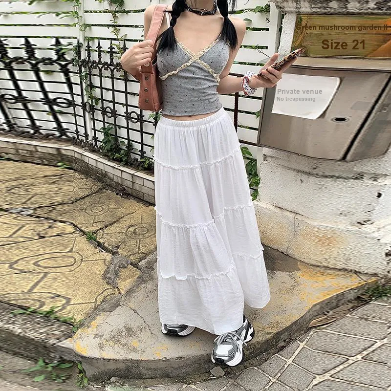 ZAZN Casual Long Skirt Women's White-2