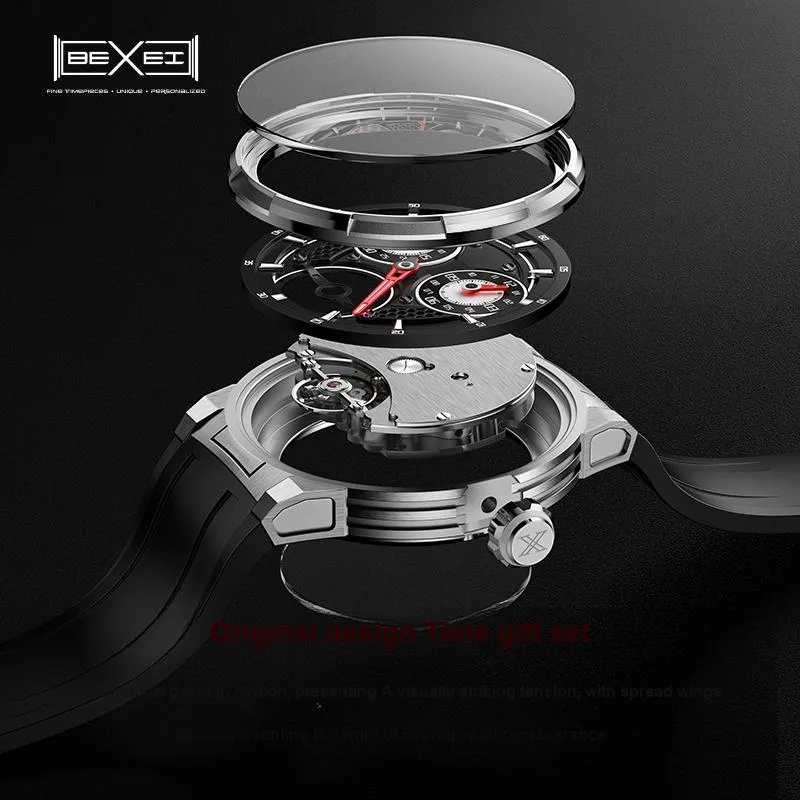 BEXEI Owl Series Illustrated Book Concept Automatic Mechanical Movement Watch Men's Watches Black Dial-2