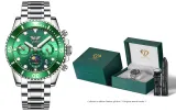 U9606G2 Silver Case with Green Dial, Steel Band [Treasured Crown Box+Watch Bands]