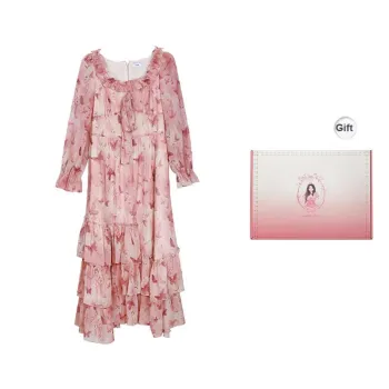 ANNIBUHUO Long Sleeved Dresses Women's Pink