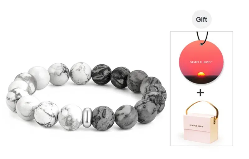 SIMPLE JOYS Bracelets Unisex Map Stone White Turquoise Stretchable Minimalist Style New Chinese Trend-26