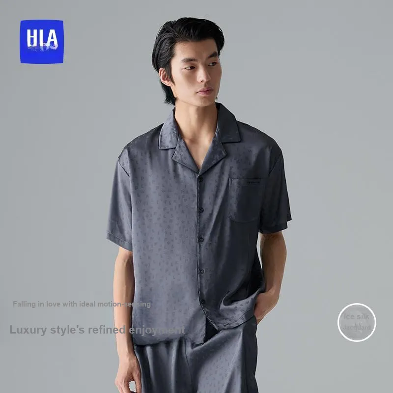 HLA Pajama Set Men's Solid Color-6