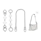 Silver White Four-Leaf Clover+Camellia Extender Chain+Decorative Chain 40cm