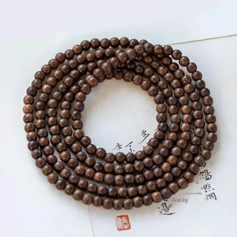 FANGYUANXIAOFU Golden Sandalwood Time Brings Fortune, Single Wrap Beaded Bracelet Unisex-7