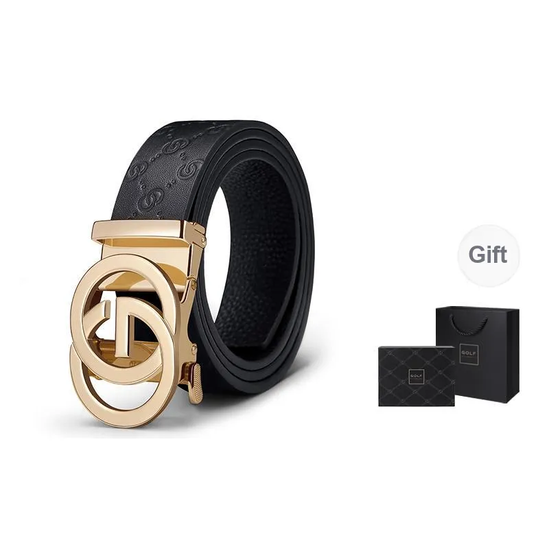 GOLF Top Grain Cow Leather Automatic Buckle Genuine Leather Belt Men's Multicolor 3.5cm-10