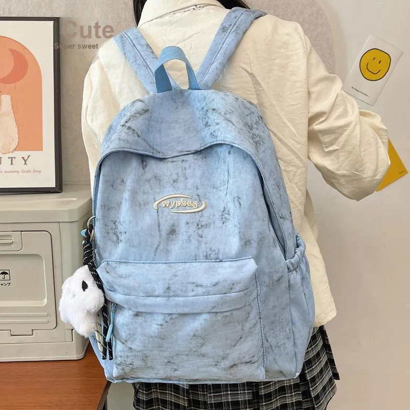 BUBM Nylon Backpack Regular Unisex White/Black/Burgundy/Blue-2