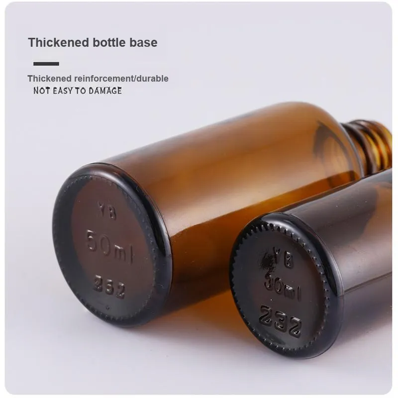 JIANYINGSHU Glass Lotion Bottle Portable Dispenser Bottle With Light Protection Glass Push Button Travel Mini Bottle-10