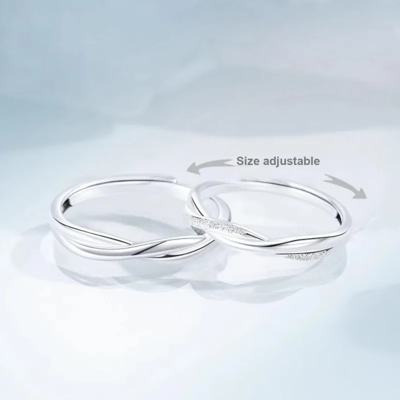 MGS 999 Fine Silver Cool Refined Niche Design Girlfriend Students Plain Band Luck Adjustable Opening Unisex-1