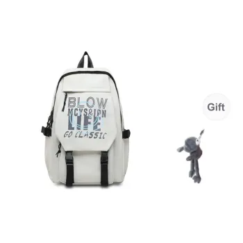 URBAN FOREST Nylon Backpack Unisex White Letter/White Smiley Face/Black Letter/Black Smiley Face