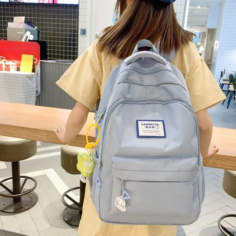 OURFUN Nylon Backpack Regular Unisex Ecru/Black/Green/Blue/Pink-10