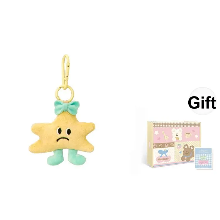 VANWALK Plush Backpack Charm Pendants Small Size Unisex Yellow/Pink/White-0