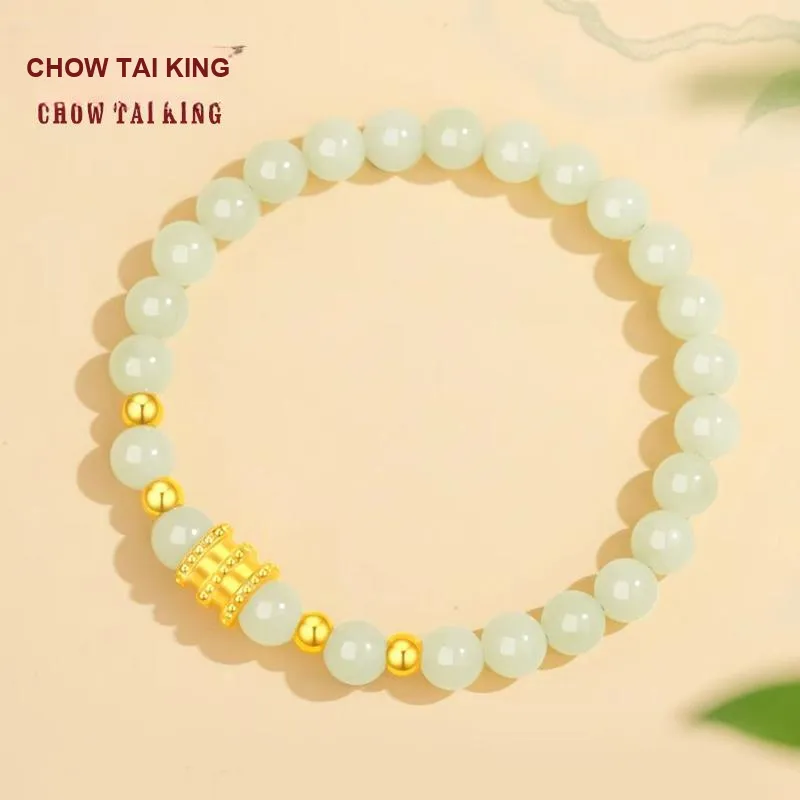 CHOW TAI KING Hetian Jade Bracelets Pale Greenish White Jade Women's-1