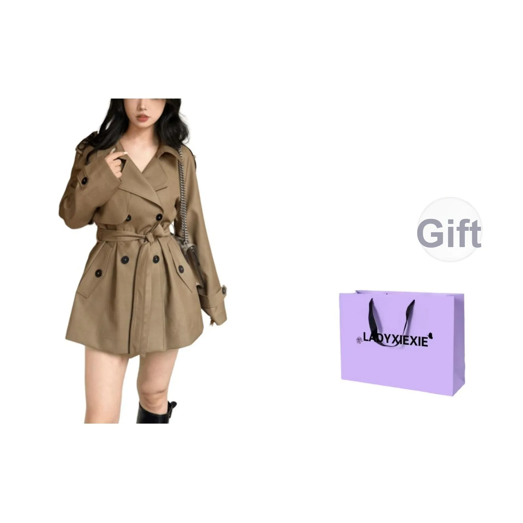 LADYXIEXIE Хаки Пальто Женские Тренч