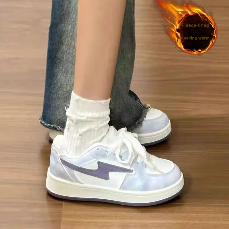 MXGM Warm Anti Slip And Wear Resistant Lightweight Height Increasing Low Top Skateboard Shoes Women's Lavender-1