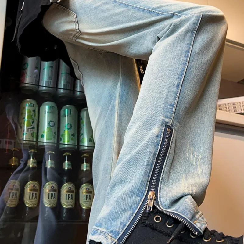 RENBEN Luxury Streetwear Men's Pants Versatile Summer Jeans Unisex-7