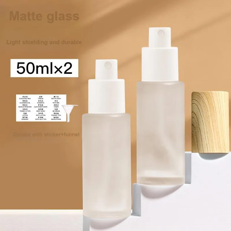 JIANYINGSHU 2 Pcs Up] Matte Glass Spray Bottle 50ml Thickened Glass Wear Resistant Durable Travel Portable Small Bottle-1