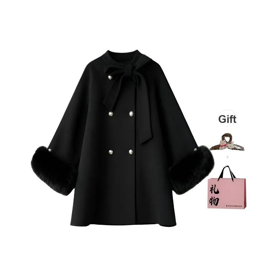 Princess Berdele Черный С подарками Заколка-краб + Эксклюзивная сумка для покупок Женское пальто