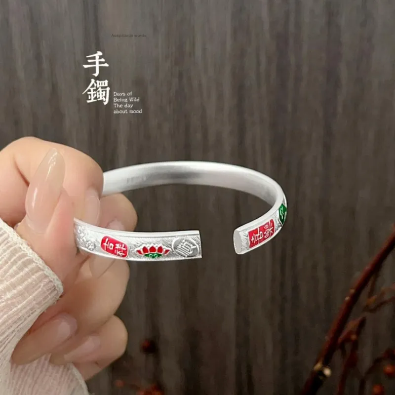 HAOYINFANG 999 Fine Silver Sterling Silver Bracelets Unisex-5