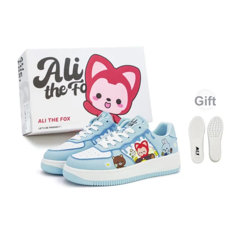 ALI THE FOX Skateboard Shoes Women's Low Top White/Blue-18