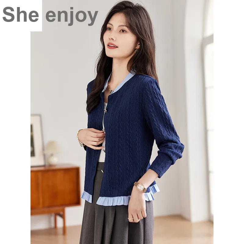 She Enjoys Knitwear Women's Navy Blue-5