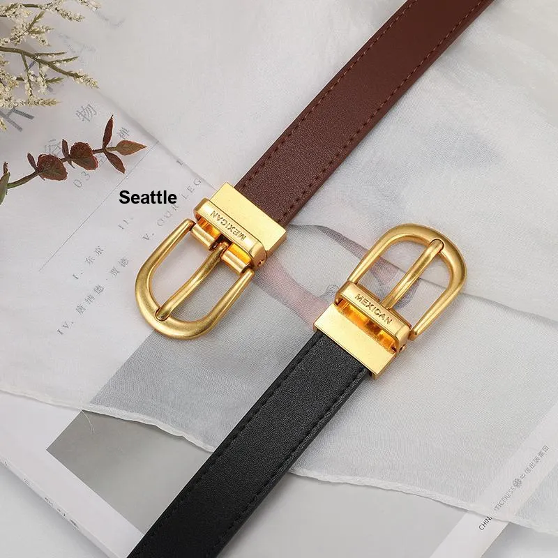 MEXICAN Split Cow Leather Belts Women's 2.4cm-2