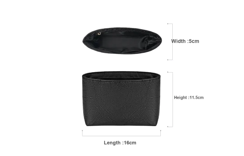 Lan Bao Fan Cow Leather Bag Accessory Bag Insert Unisex Black/White-8