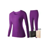 Women's Crew Neck Set (Dark Purple) 100% cotton Lace Trim Neckline/Shopping Bag Included