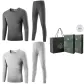 2 Set Underwear (Dark Heather Gray+Light Heather Gray) Thickened and Fleece-Lined/Classic Round Neck/Easy-on Cuffs