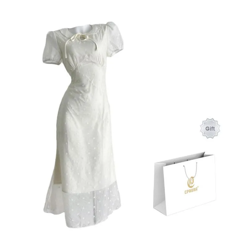 CPAURA Short Sleeved Dresses Women's Champagne Apricot-2