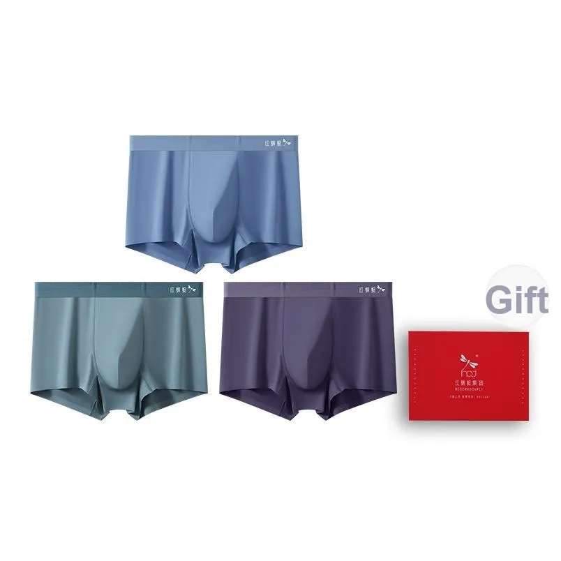 RED DRAGONFLY Модал Бесшовное Трусы Мужские 3 Пачки Подарочный Набор Коробка