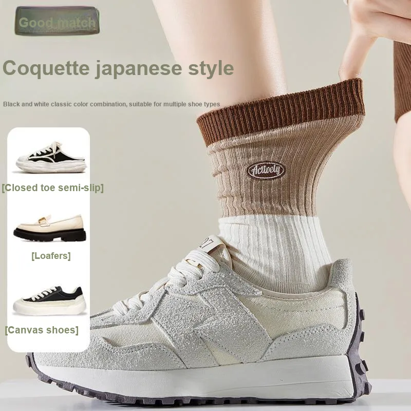 MIIOW Mid-Calf Socks Women's 5 Pack Mixed Color-4