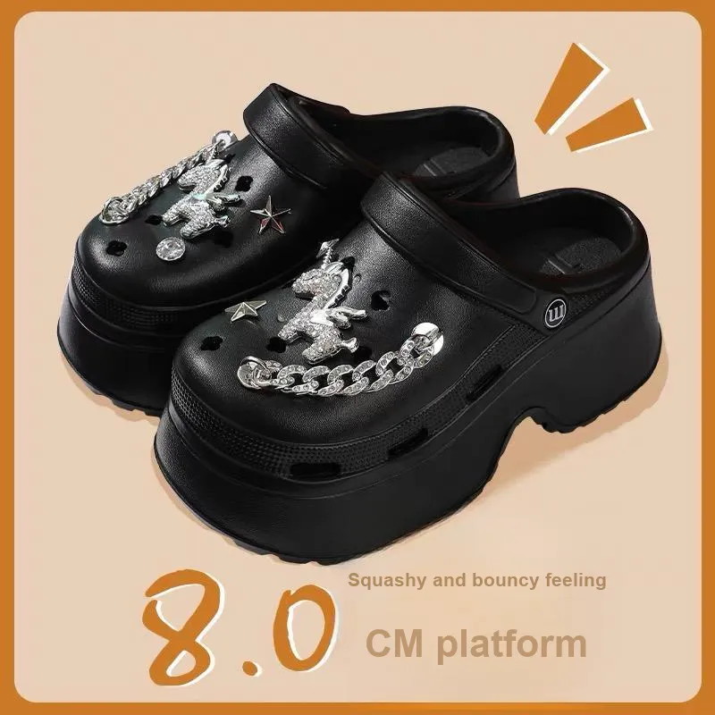 Ke Jiayi Summer Platform Height Increasing Rhinestone Slip Resistant Slippers-5
