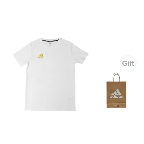 Adidas T-Shirts Men White Gold+Gift Bag