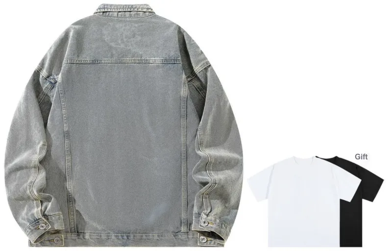 A.X.S.K Denim Jacket Unisex Comes With Short Sleeved Shirt-20