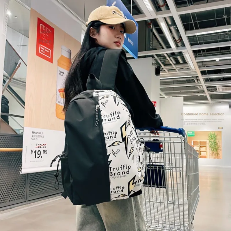 HCXK Nylon Backpack Unisex Black/White/Gray-9