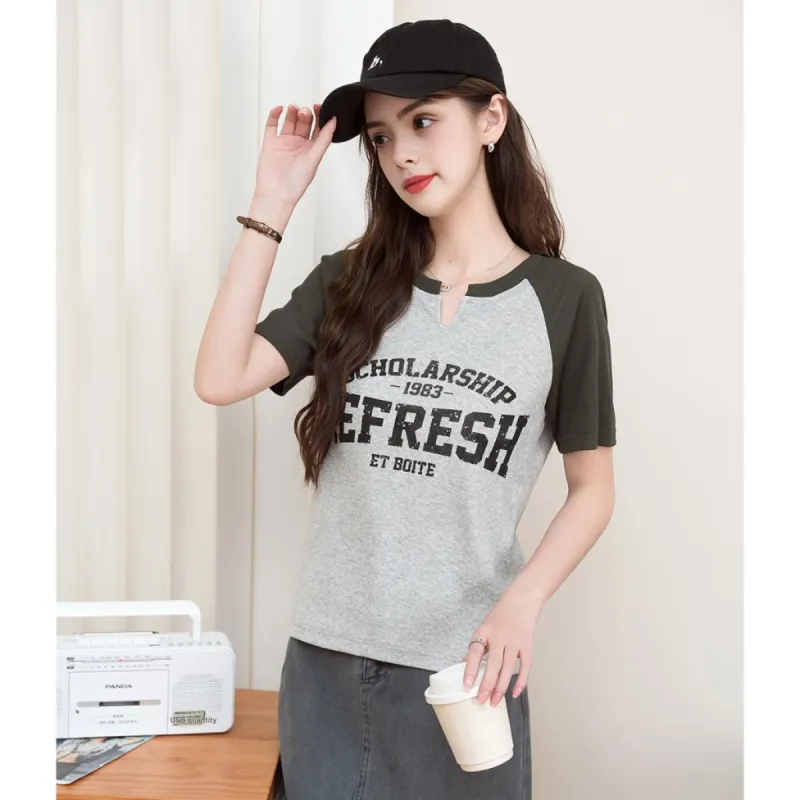 FAWENXIANGZI Raglan Sleeve T Shirt Women's-7