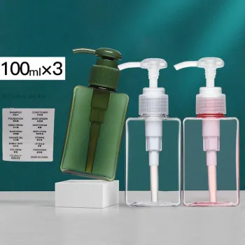 JINGLINGLONG Transparent Travel Shower Gel Hand Sanitizer Dispenser 100ml With Empty Shampoo And Conditioner Bottles