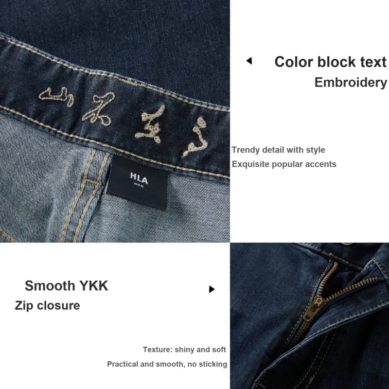 HLA Heart Of China Series Jeans Men Blue Gray Denim Gradient Dark 72-5