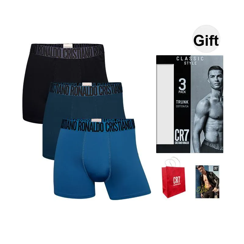 CR7 CRISTIANO RONALDO Underwear Gift Box Men's Box 3 Pack Obsidian Black/Twilight Sea Blue/Mirror Lake Blue
